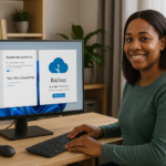 Person working on a computer while addressing Controlled Folder Access