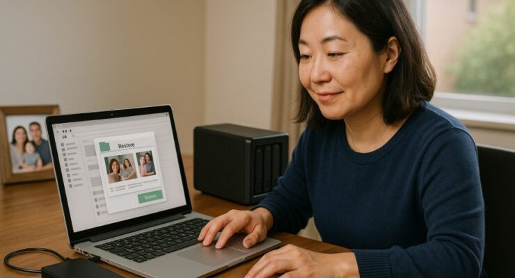 Person working on a computer while addressing accidentally deleted files