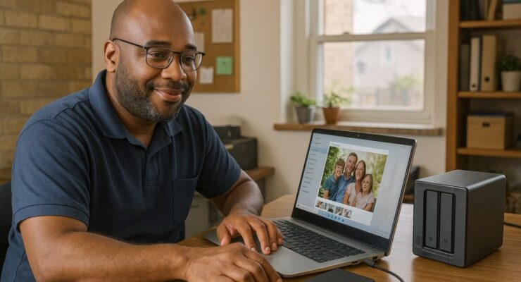 Person working on a computer while addressing AI brand scams