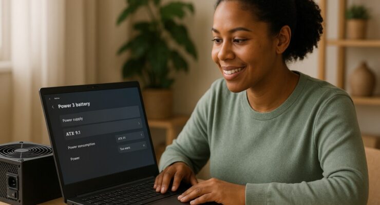 Person working on a computer while addressing ATX 3.1 PSU