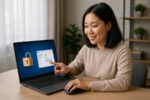 Person working on a computer while addressing BitLocker setup