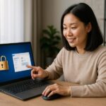 Person working on a computer while addressing BitLocker setup