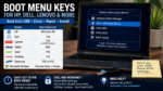 Boot menu screen showing USB boot option with list of boot keys for HP Dell Lenovo and other computers