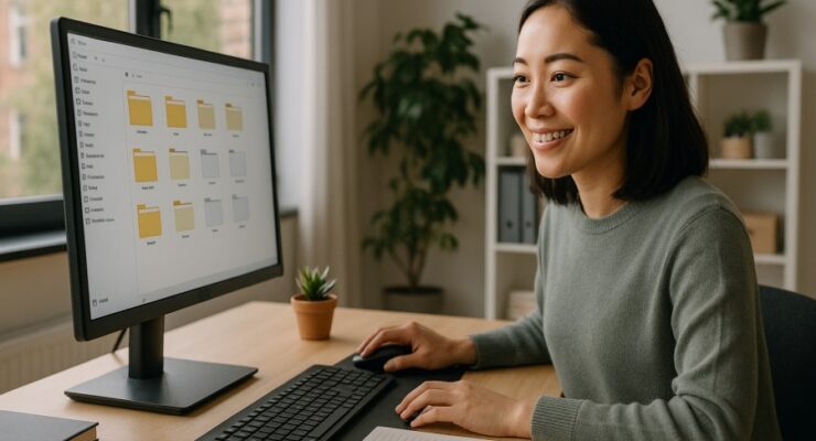 Person working on a computer while addressing data management basics