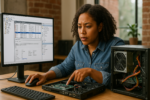 Person working on a computer while addressing Debugging Random Reboots: Event Viewer, Minidumps, and PSU Telemetry