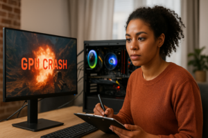 Person working on a computer while addressing GPU Crashing in Games: A Practical Checklist for Drivers, Power, and Temps
