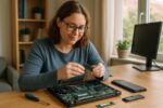 Person working on a computer while addressing audit startup apps Windows
