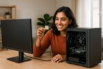 Person working on a computer while addressing choose a CPU