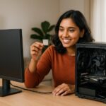 Person working on a computer while addressing choose a CPU
