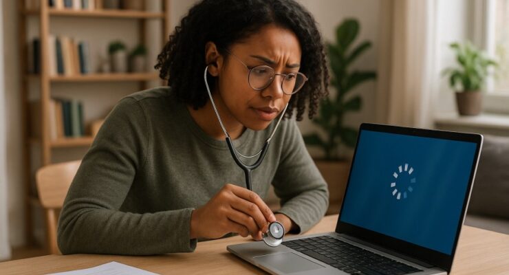 Person working on a computer while addressing diagnose slow PC