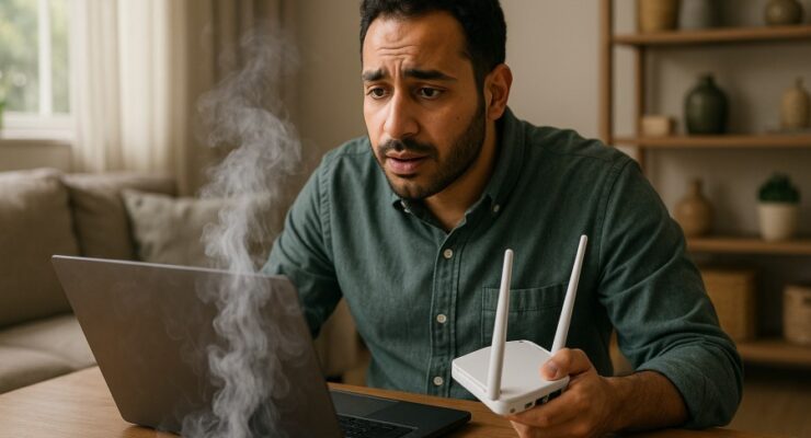 Person working on a computer while addressing overheating laptop performance