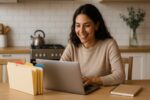 Person working on a computer while addressing organize files and folders