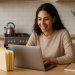 Person working on a computer while addressing organize files and folders