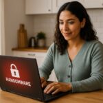 Person working on a computer while addressing remove ransomware from business computer