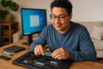 Person working on a computer while addressing speed up slow Windows computer
