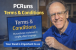 PCRuns owner John explaining computer repair terms and conditions in a local Milwaukee shop