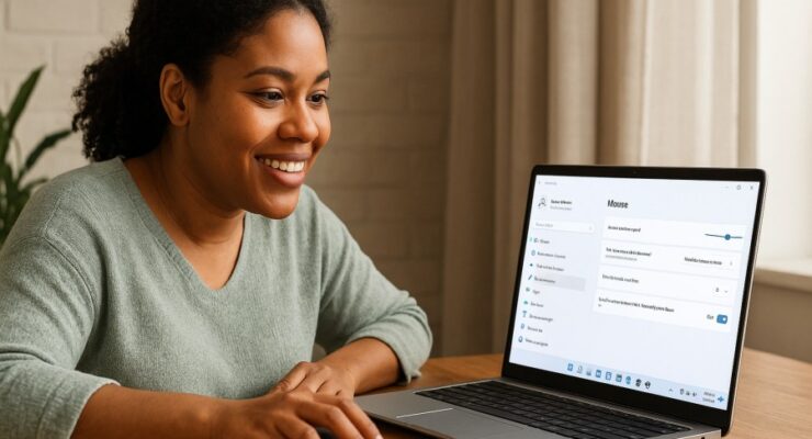 Person working on a computer while addressing mouse basics Windows