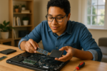 Person working on a computer while addressing NVMe vs SATA SSD
