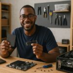 Person working on a computer while addressing NVMe vs SATA SSD