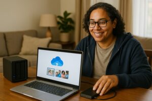 Person working on a computer while addressing OneDrive backup mistakes