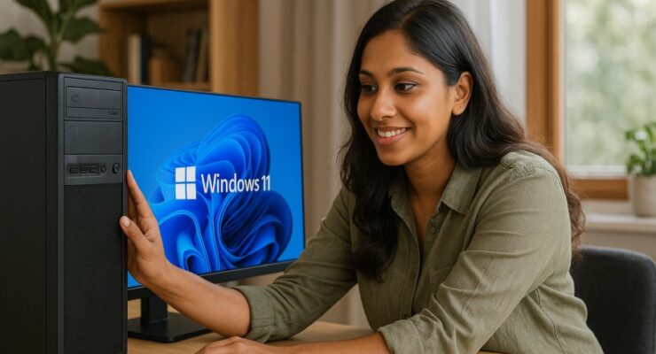 Person working on a computer while addressing upgrade