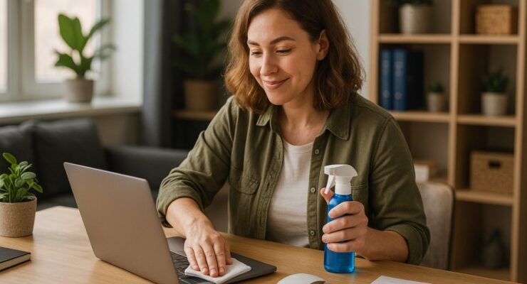 Person working on a computer while addressing data governance