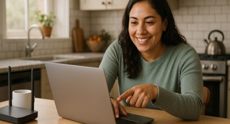 Person working on a computer while addressing Wi-Fi basics on PC