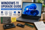 Windows 11 upgrade guide showing SSD NVMe RAM upgrades and faster computer performance
